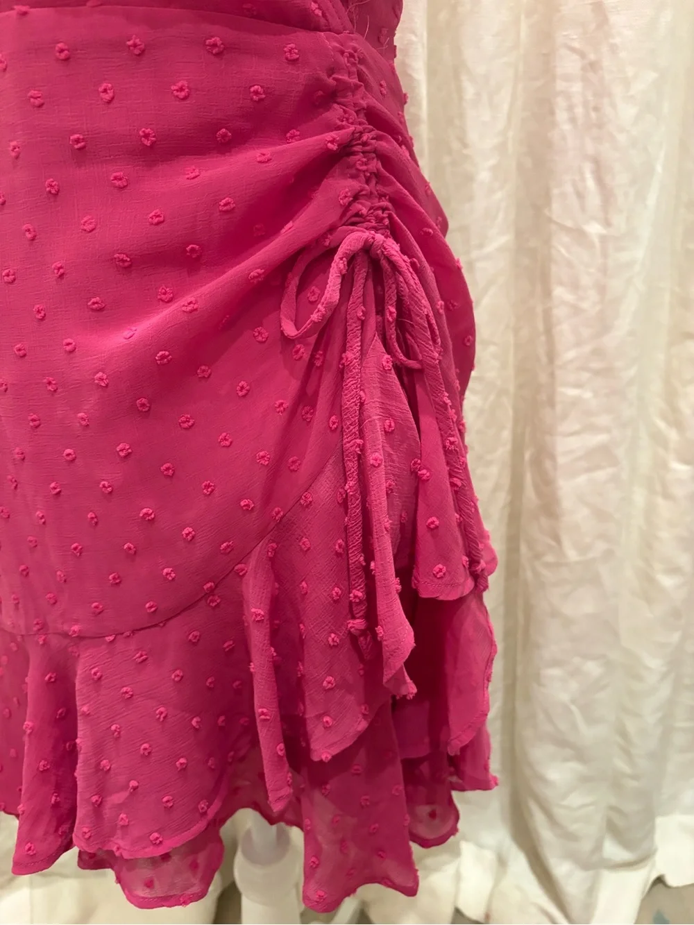 Lulu's Fuchsia Wrap Ruffle Textured Mini Dress - Picture 3 of 7